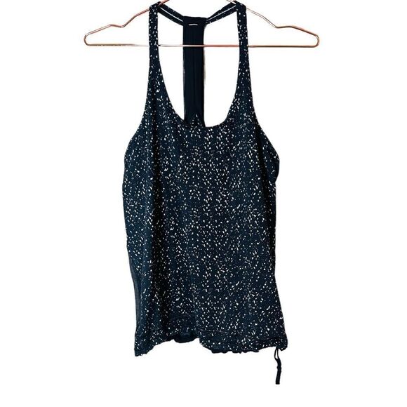 EUC Lululemon Black Dotted Printed Racerback Tank Top 6 - Picture 1 of 4